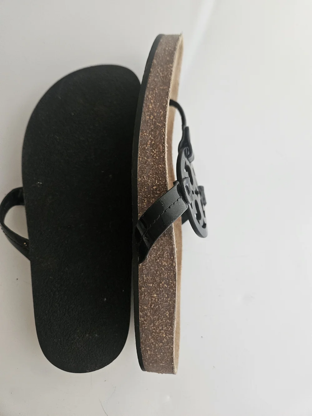 Tory Burch Black Miller Logo Thong Sandals 9
